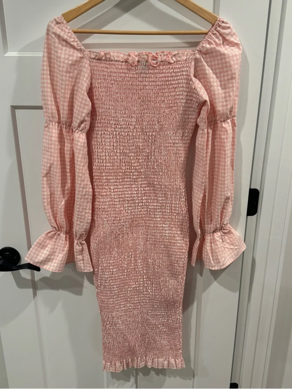 SNDYS Courtney Pink Gingham Smocked Midi Dress - Picture 7 of 7